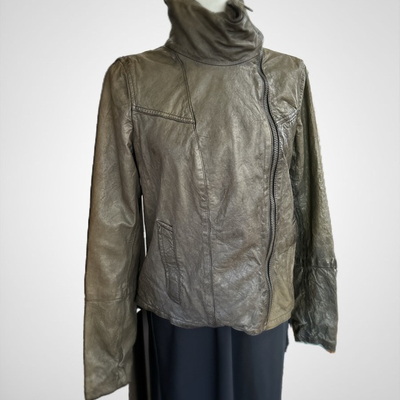 ALL SAINTS Brown Leather Motorcycle Jacket - Picture 1 of 6